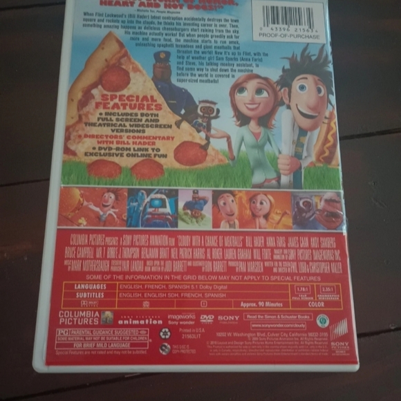 Cloudy with a Chance of Meatballs (DVD, 2009) - Picture 3 of 3